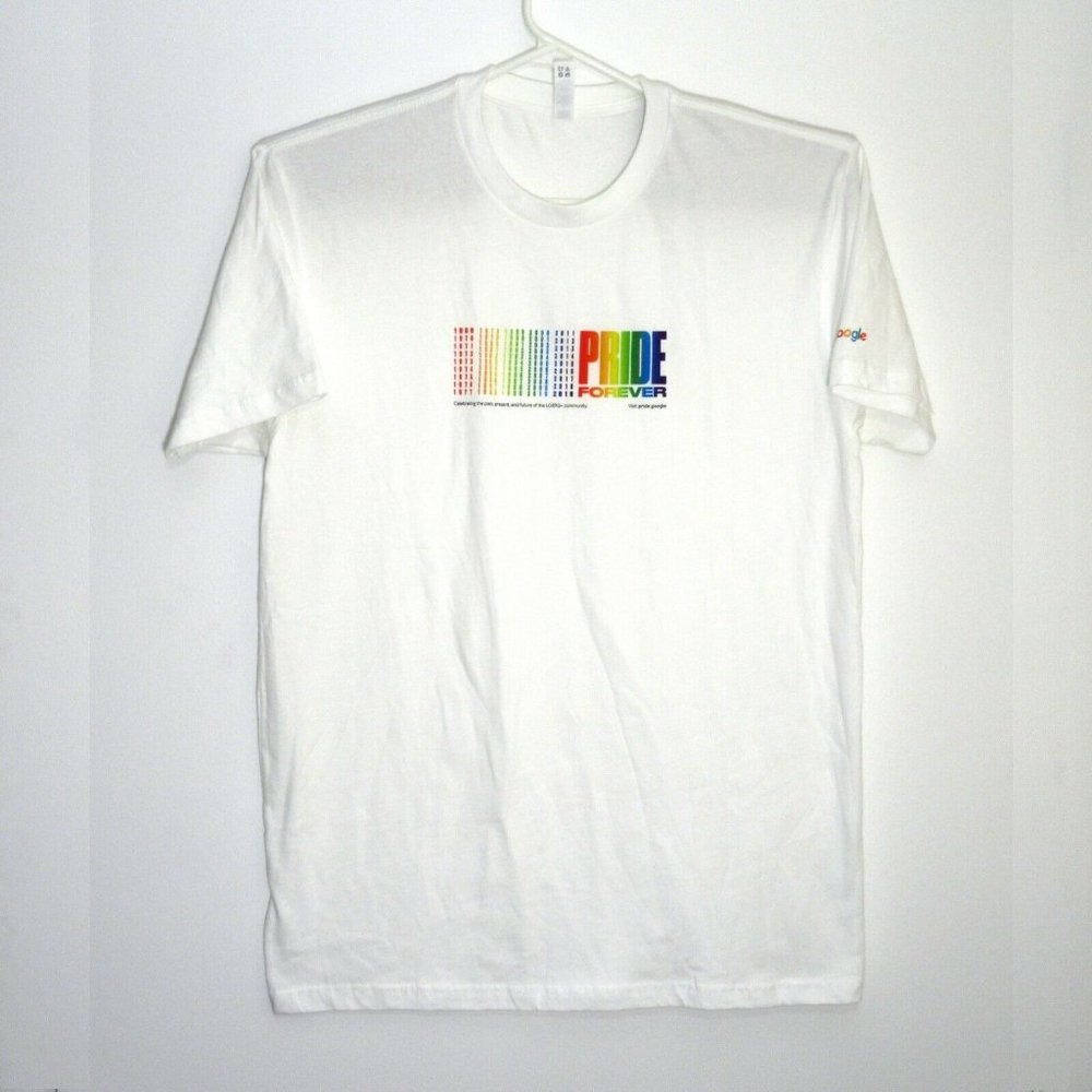 Rare Google Pride Forever LGBQT+ Rainbow White T-shirt by Next Level Apparel L